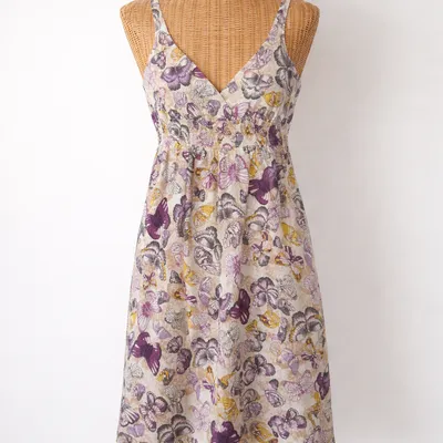 Robe à Bretelles Larges Blanches Imprimée Papillons Mauves "Taille 34" (H&M)